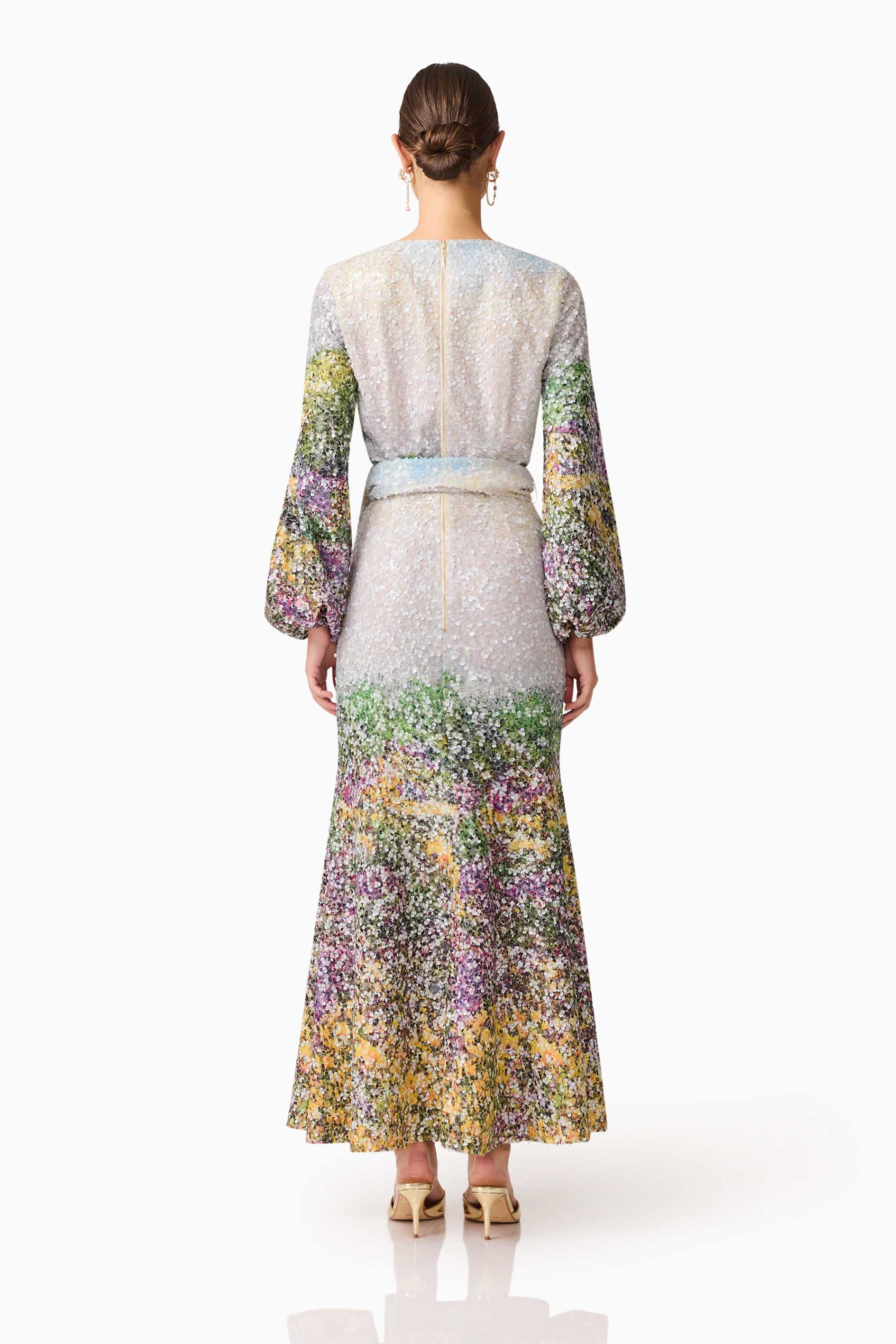 Arden Long Sleeve Gown in Multi Ombre