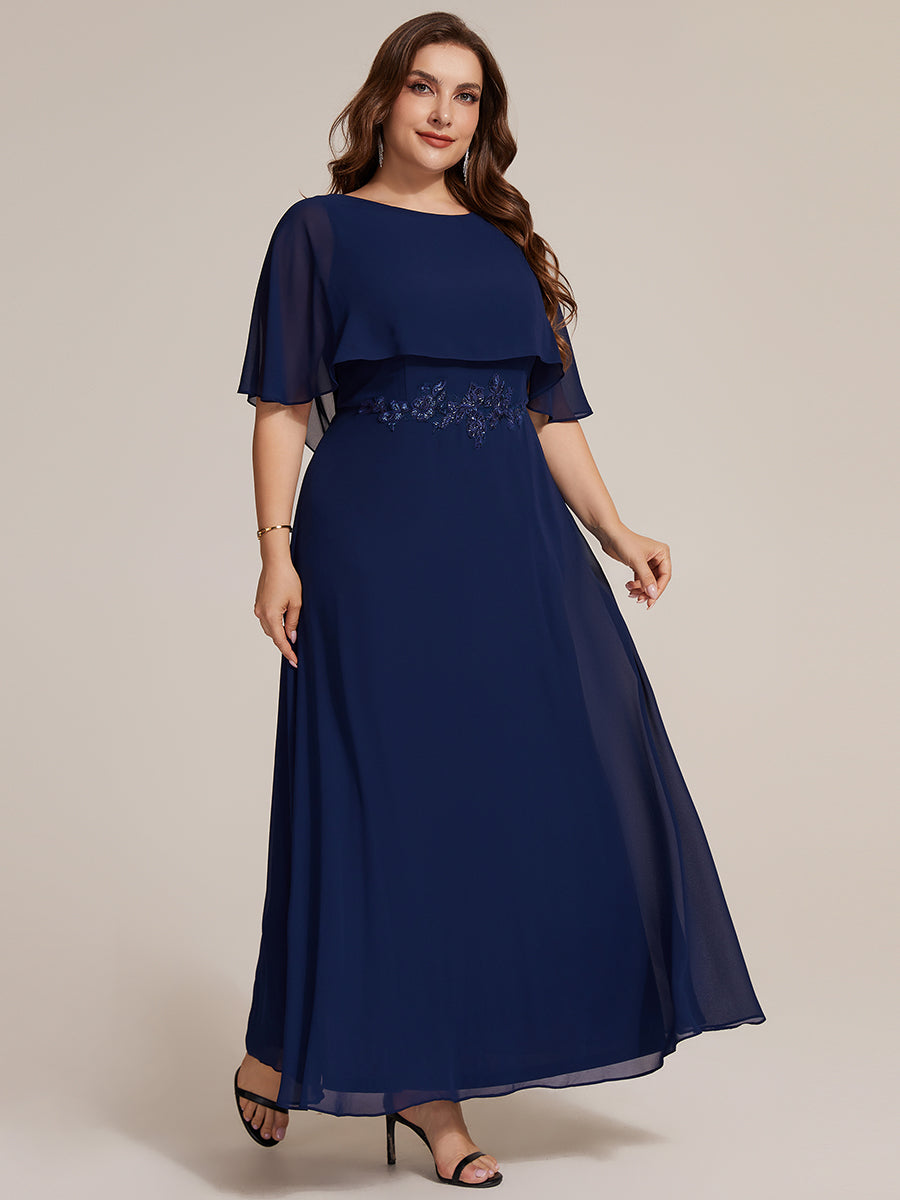 Chiffon Cape Sleeve A-Line Mother of the Bride Dress