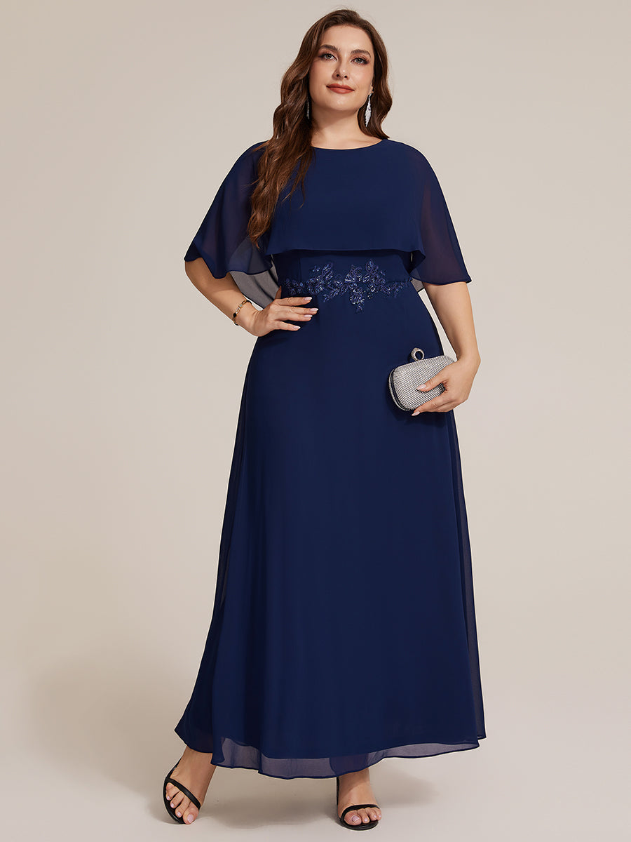 Chiffon Cape Sleeve A-Line Mother of the Bride Dress