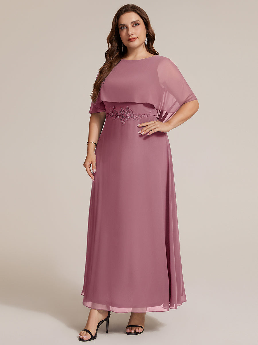 Chiffon Cape Sleeve A-Line Mother of the Bride Dress