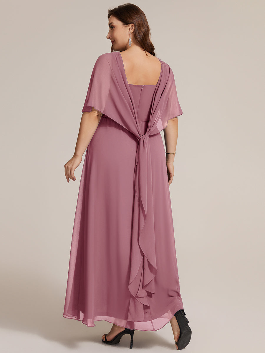 Chiffon Cape Sleeve A-Line Mother of the Bride Dress