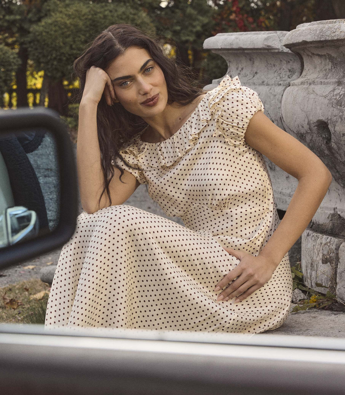 Emerence Dress -- Crème Portia Dot