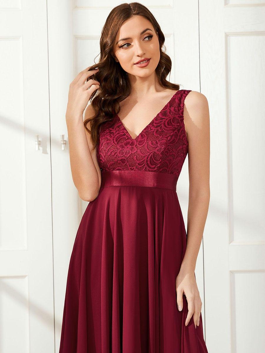 ever COSTA|Stunning V Neck Lace Dress with Asymmetrical Hems