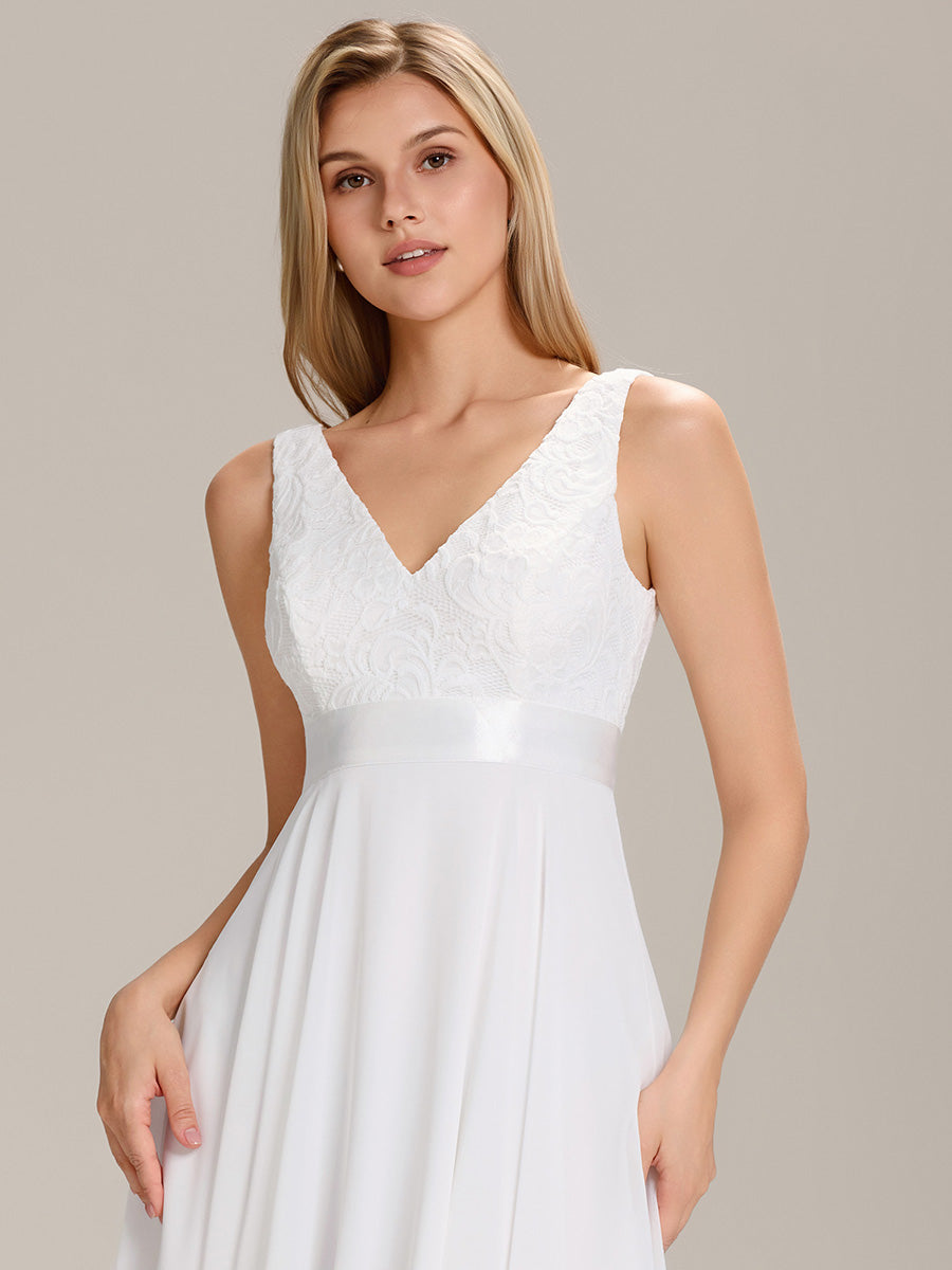 ever COSTA|Stunning V Neck Lace Dress with Asymmetrical Hems