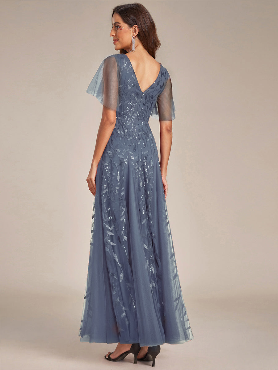 ever ASTRAL|Shimmery Ruffle Sleeves Maxi Sequin Evening Dress