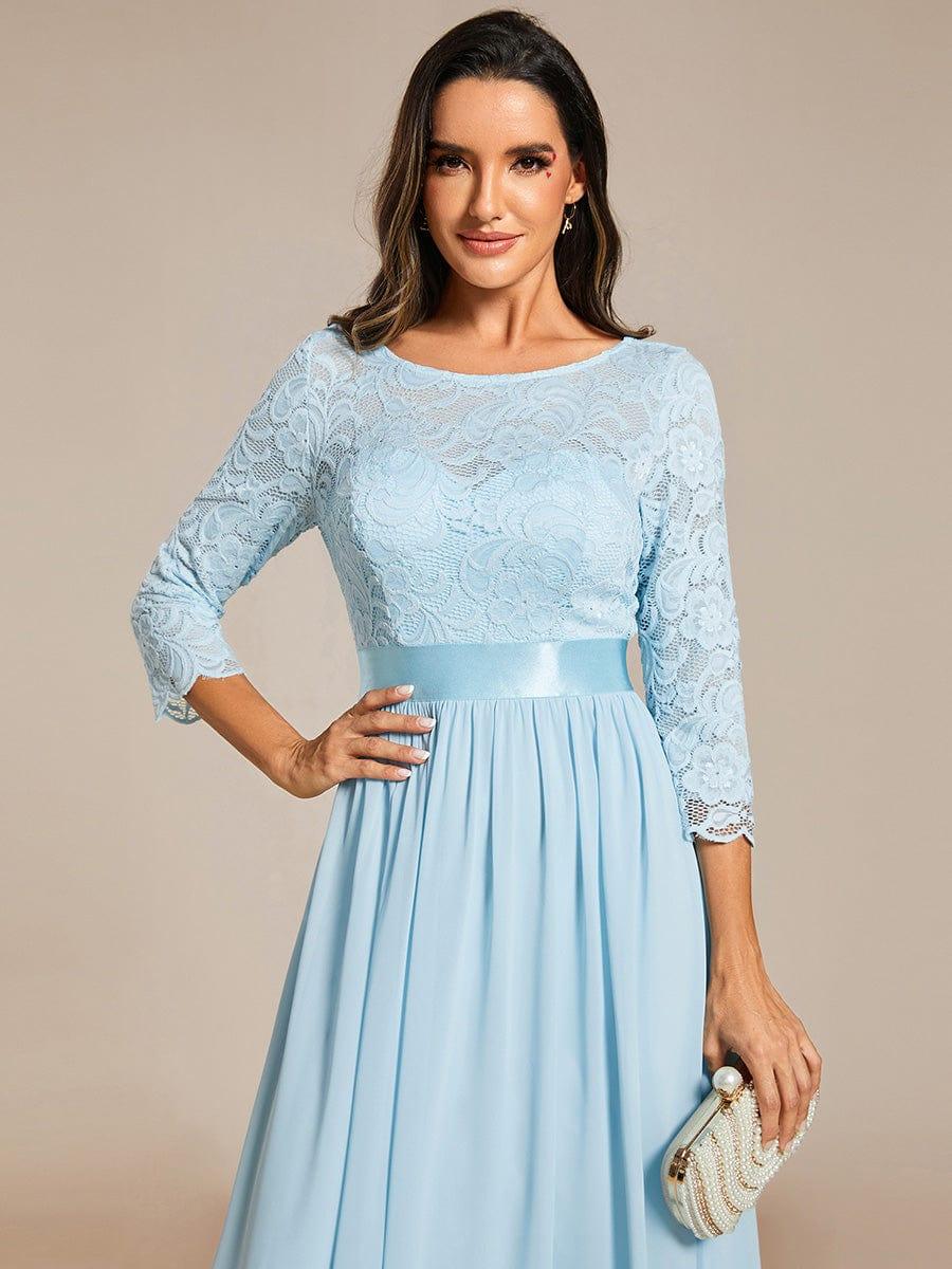 ever FAUN|Lace Chiffon Maxi Evening Dress with Half Sleeve