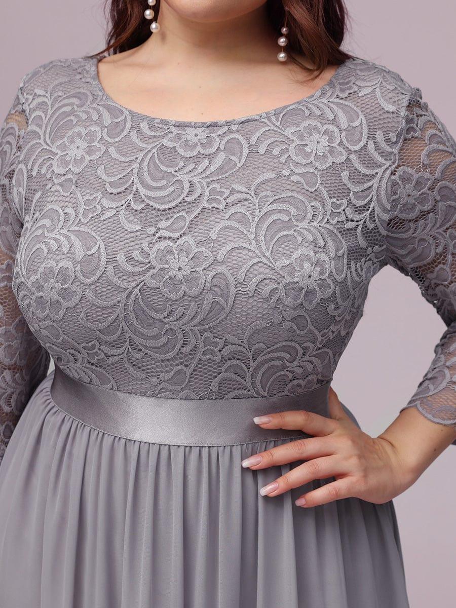 ever FAUN|Lace Chiffon Maxi Evening Dress with Half Sleeve