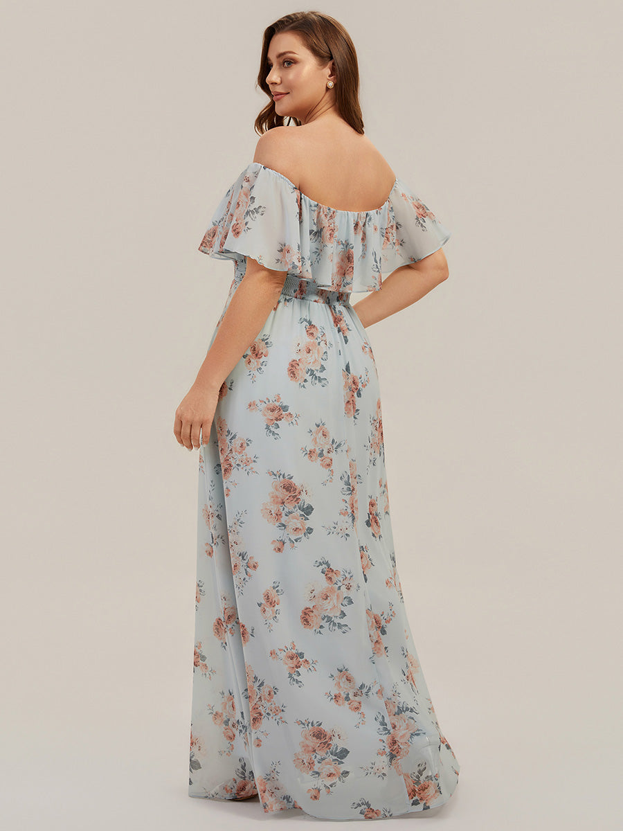 ever ÉMILE|Plus Size Off the Shoulder Formal Bridesmaid Dress with Thigh Split