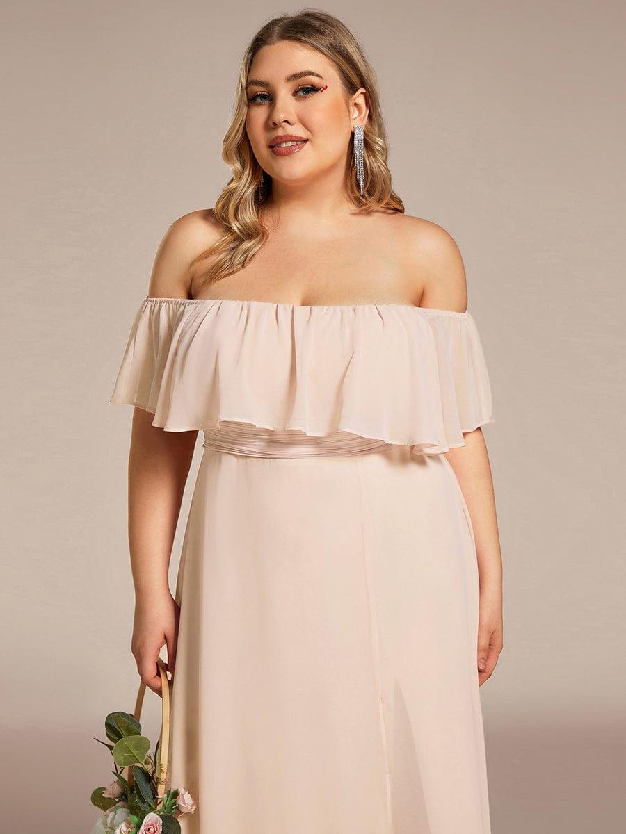 ever ÉMILE|Off the Shoulder Ruffle Bodice Long Flowy Chiffon Bridesmaid Dress