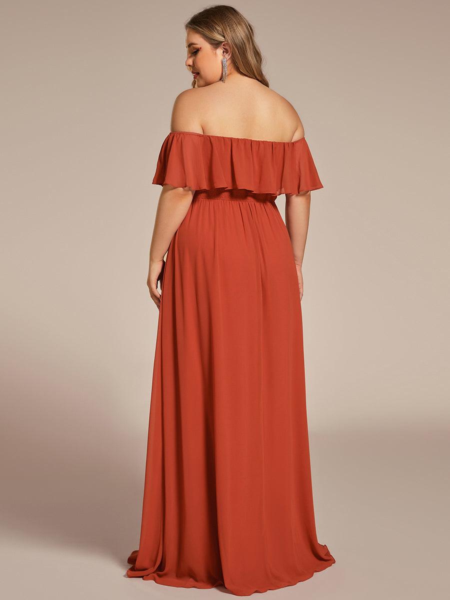 ever ÉMILE|Off the Shoulder Ruffle Bodice Long Flowy Chiffon Bridesmaid Dress