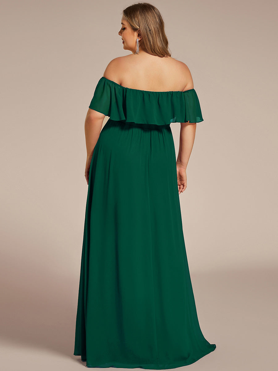 ever ÉMILE|Plus Size Off the Shoulder Formal Bridesmaid Dress with Thigh Split