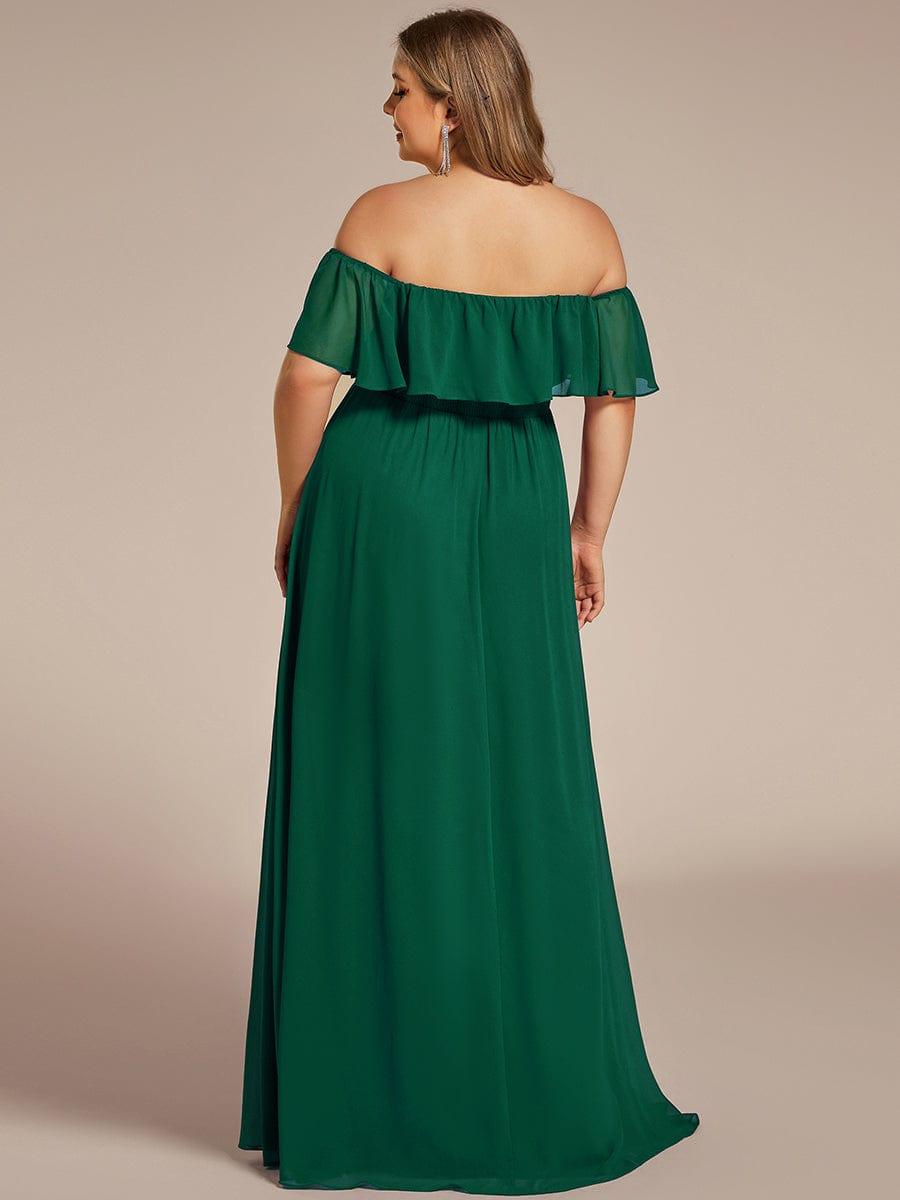 ever ÉMILE|Off the Shoulder Ruffle Bodice Long Flowy Chiffon Bridesmaid Dress