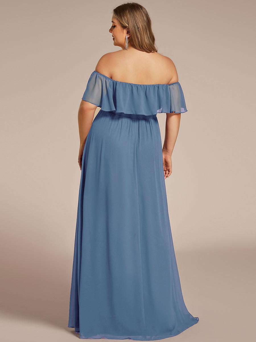 ever ÉMILE|Off the Shoulder Ruffle Bodice Long Flowy Chiffon Bridesmaid Dress