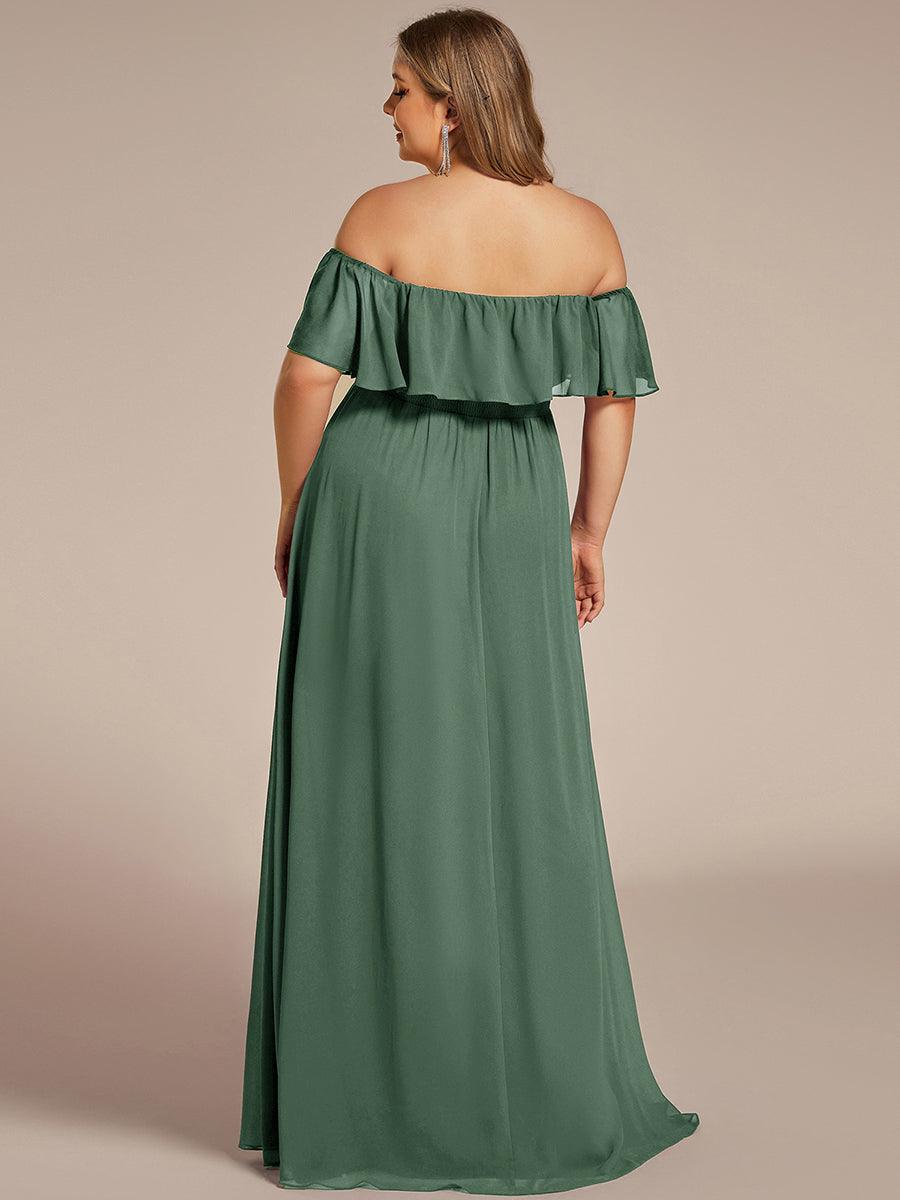 ever ÉMILE|Off the Shoulder Ruffle Bodice Long Flowy Chiffon Bridesmaid Dress