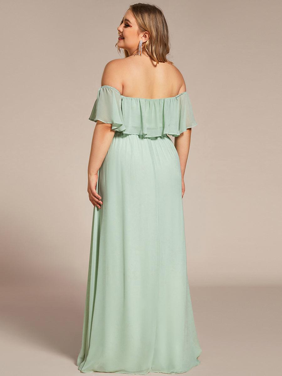 ever ÉMILE|Off the Shoulder Ruffle Bodice Long Flowy Chiffon Bridesmaid Dress