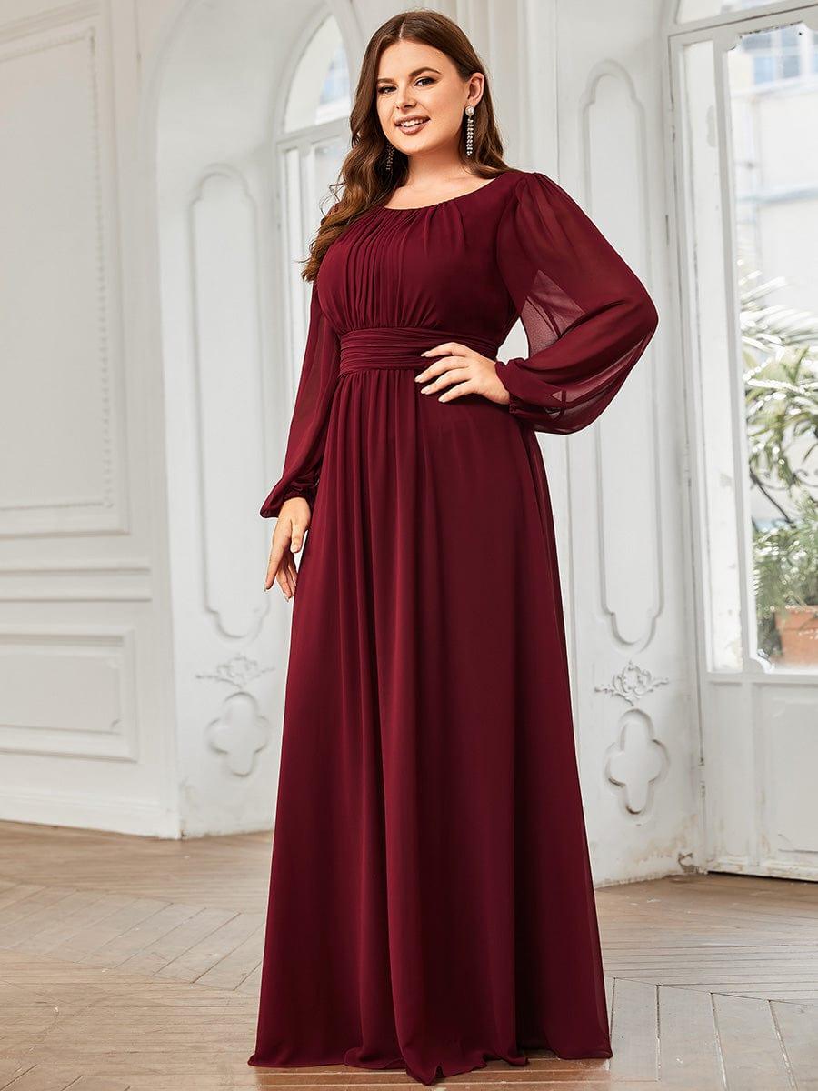 ever CELESTE|Long Sleeve Chiffon A-Line Empire Waist Formal Dress