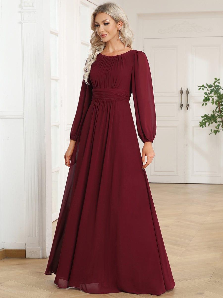 ever CELESTE|Long Sleeve Chiffon A-Line Empire Waist Formal Dress
