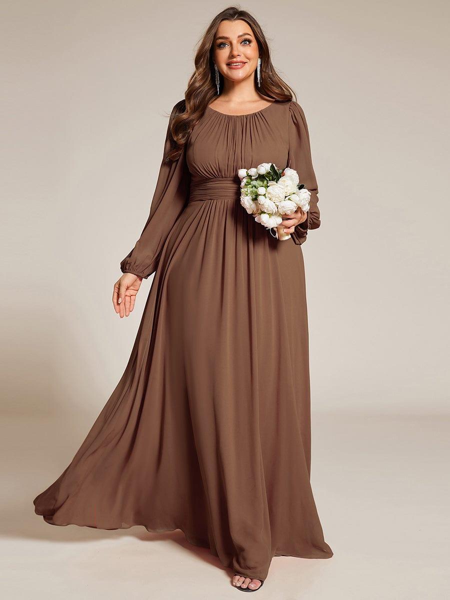 ever CELESTE|Long Sleeve Chiffon A-Line Empire Waist Formal Dress