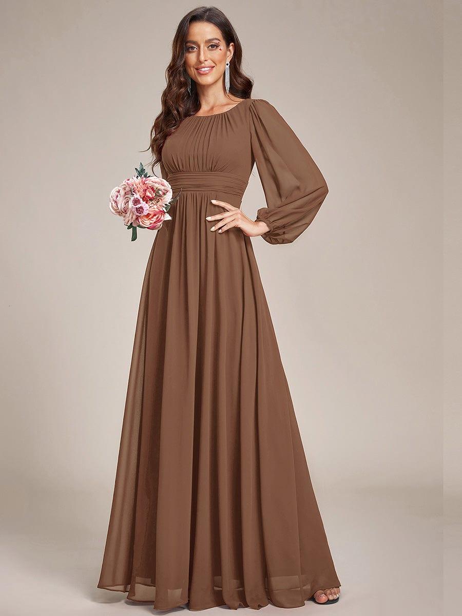 ever CELESTE|Long Sleeve Chiffon A-Line Empire Waist Formal Dress