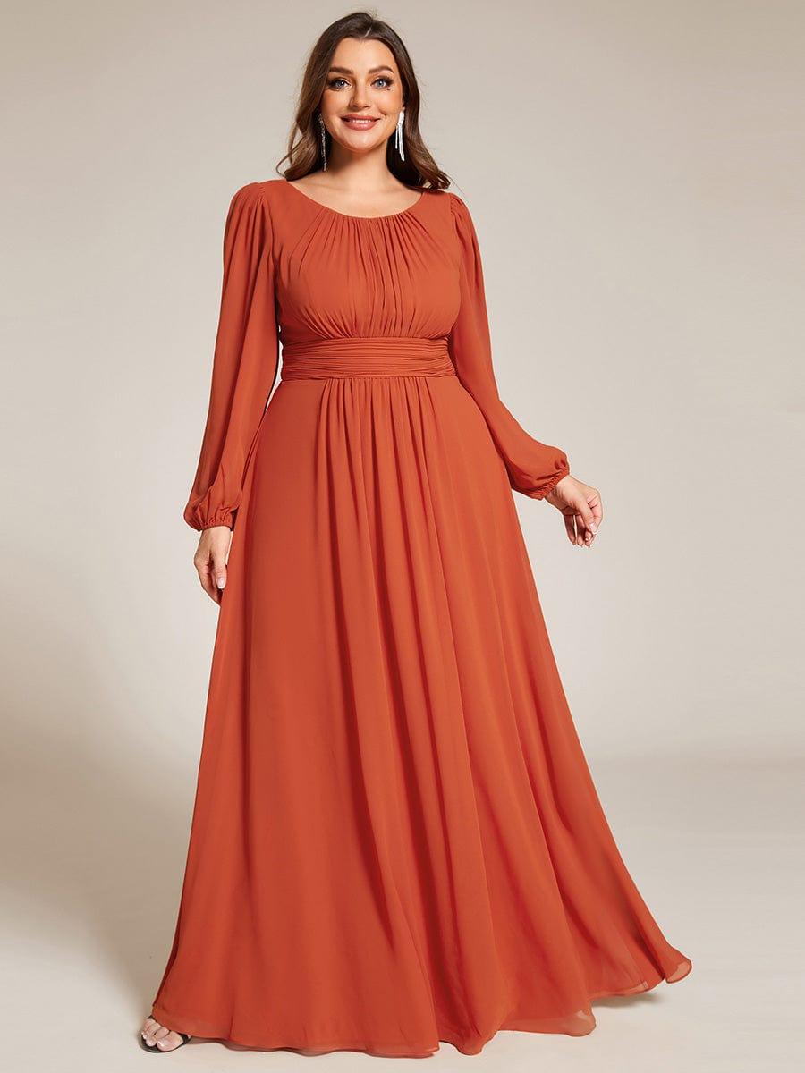ever CELESTE|Long Sleeve Chiffon A-Line Empire Waist Formal Dress