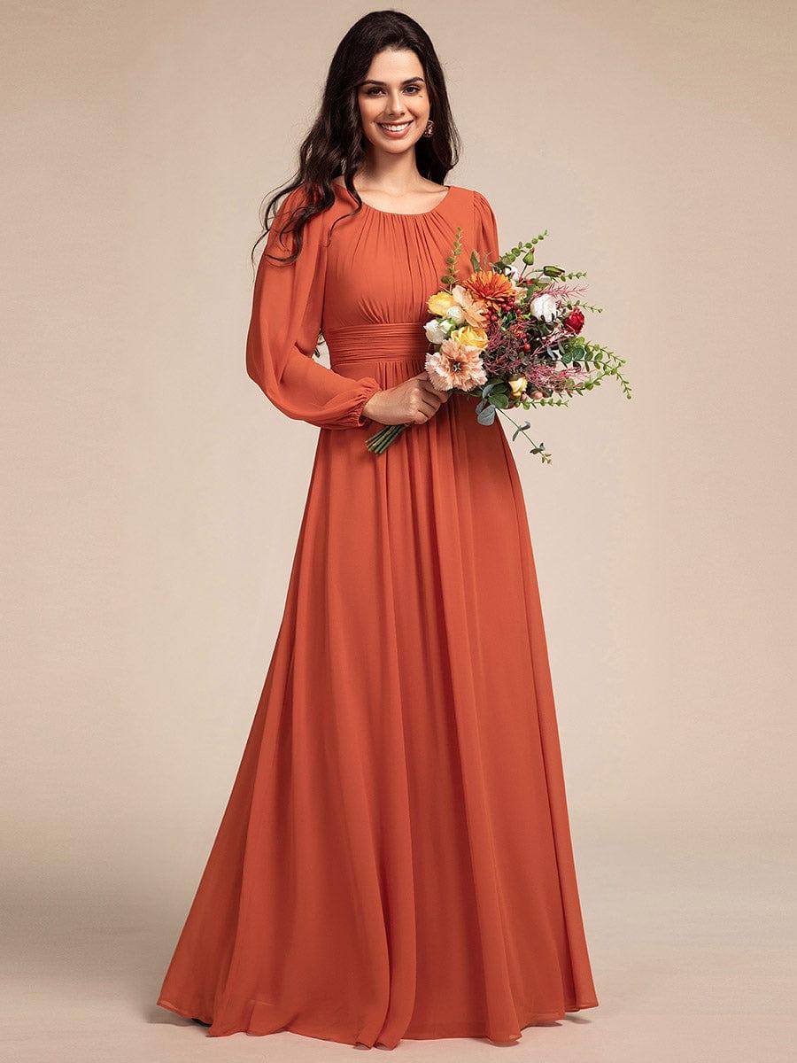 ever CELESTE|Long Sleeve Chiffon A-Line Empire Waist Formal Dress