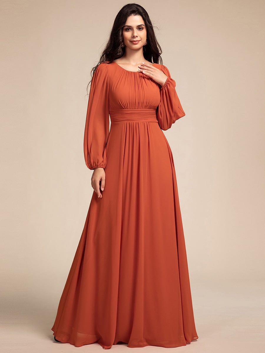 ever CELESTE|Long Sleeve Chiffon A-Line Empire Waist Formal Dress