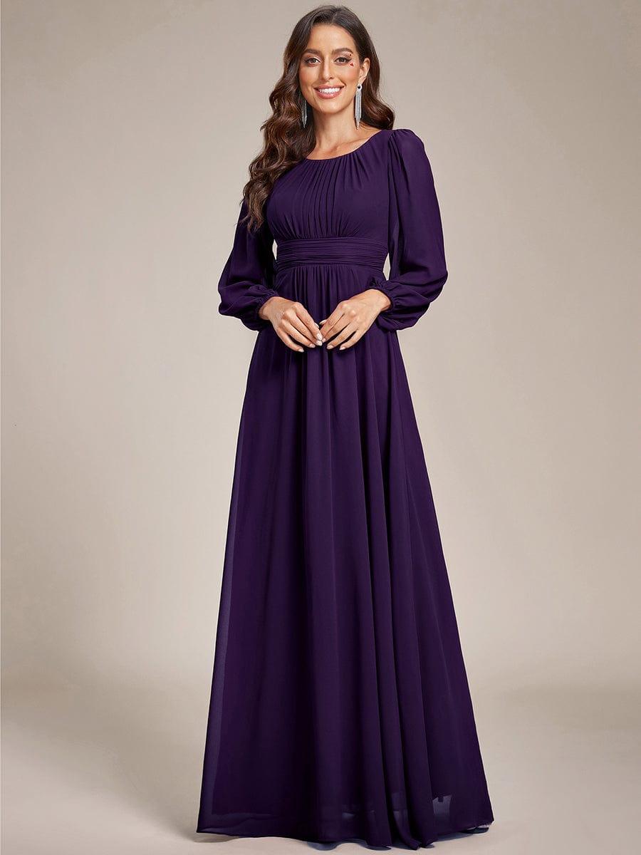 ever CELESTE|Long Sleeve Chiffon A-Line Empire Waist Formal Dress