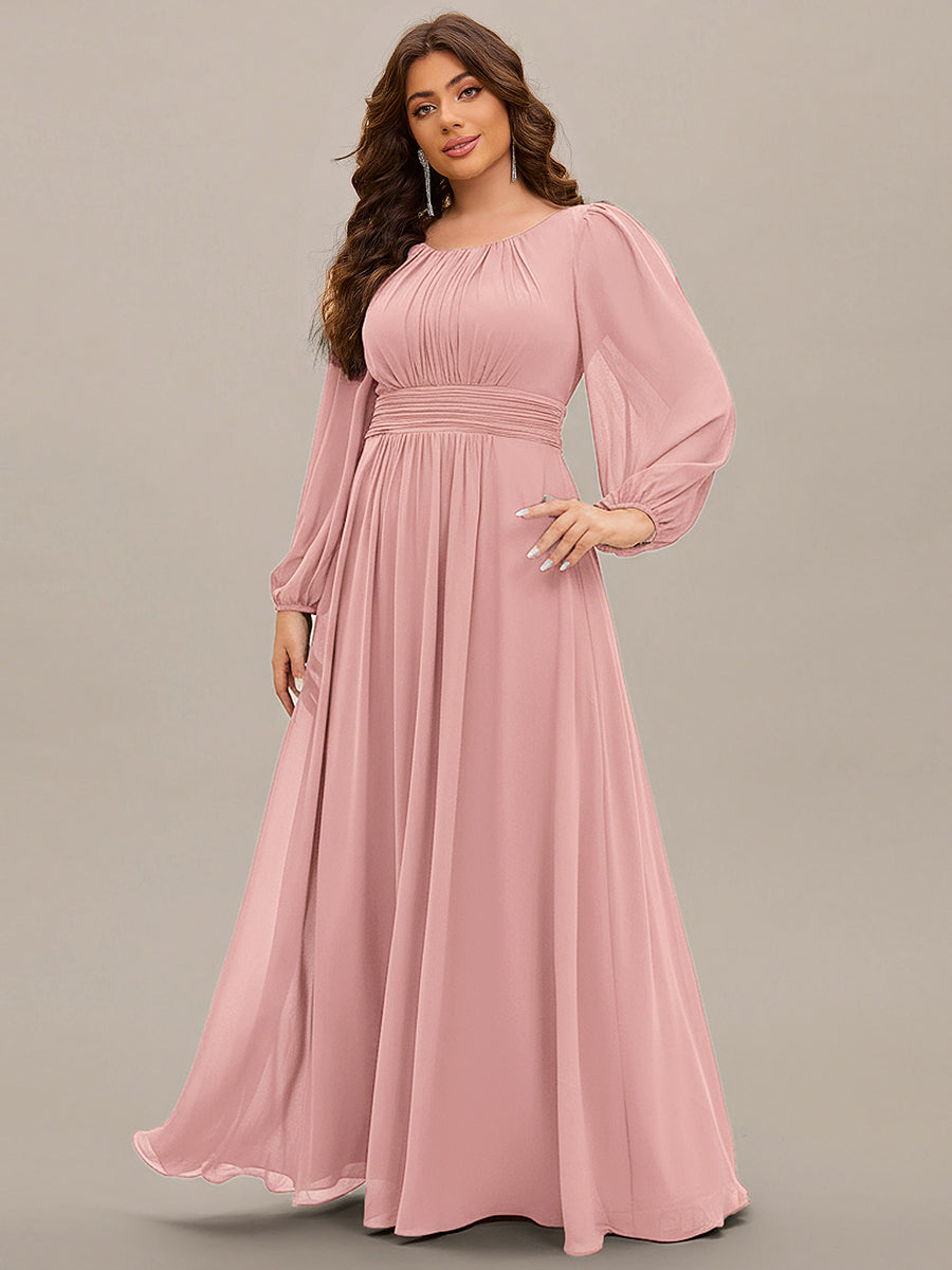 ever CELESTE|Chiffon Long Sleeve A-Line Round Neckline Formal Dress