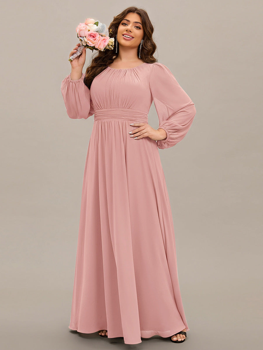 ever CELESTE|Chiffon Long Sleeve A-Line Round Neckline Formal Dress