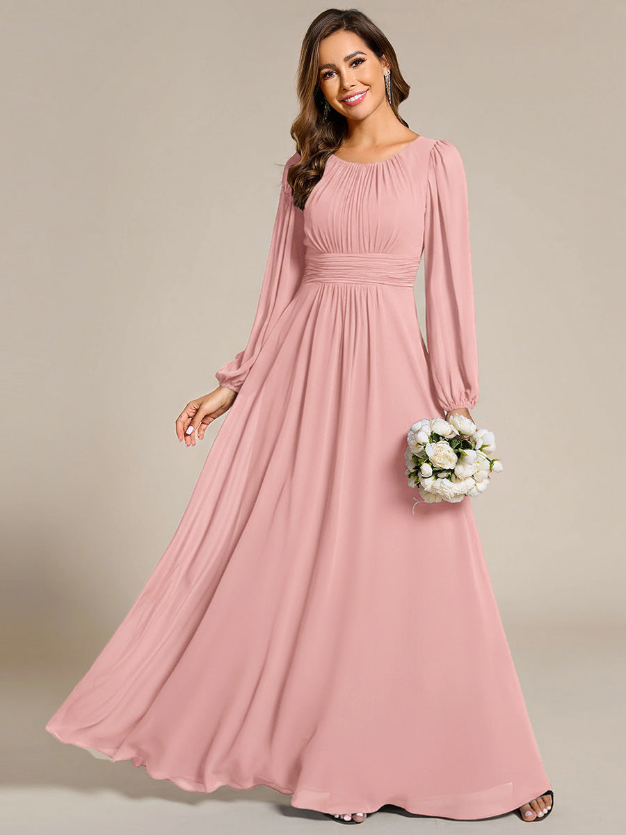 ever CELESTE|Chiffon Long Sleeve A-Line Round Neckline Formal Dress