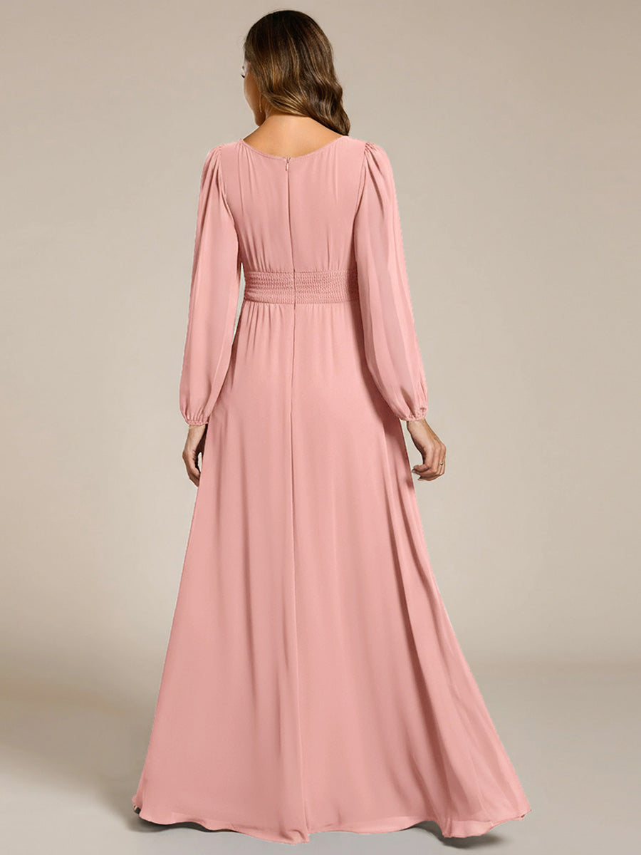 ever CELESTE|Chiffon Long Sleeve A-Line Round Neckline Formal Dress