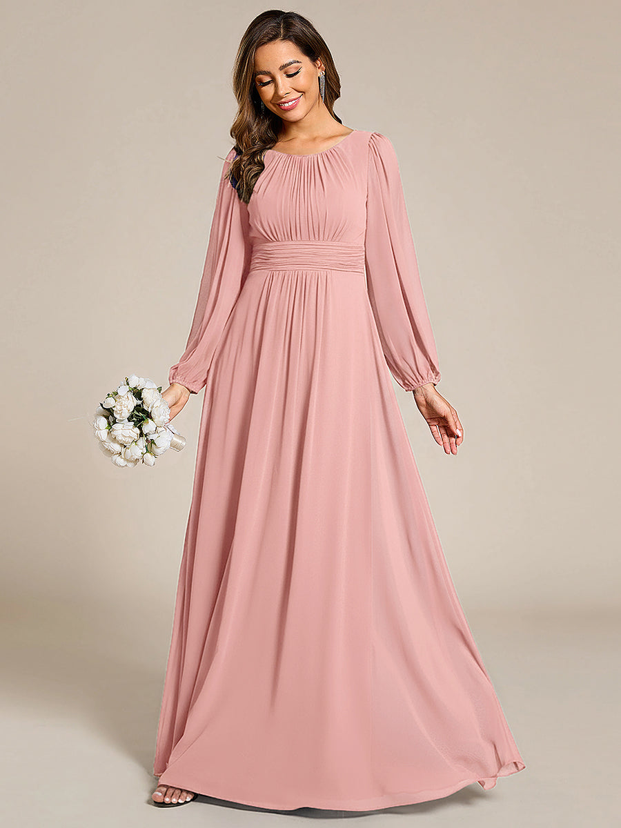 ever CELESTE|Chiffon Long Sleeve A-Line Round Neckline Formal Dress