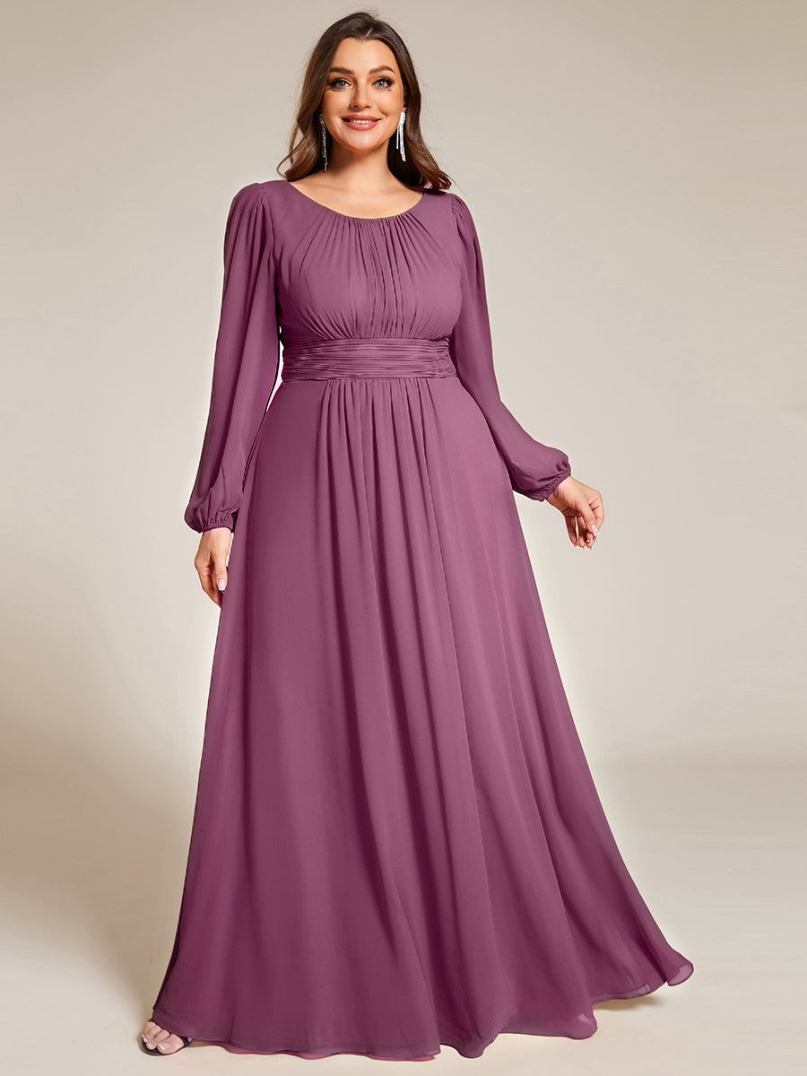 ever CELESTE|Chiffon Long Sleeve A-Line Round Neckline Formal Dress