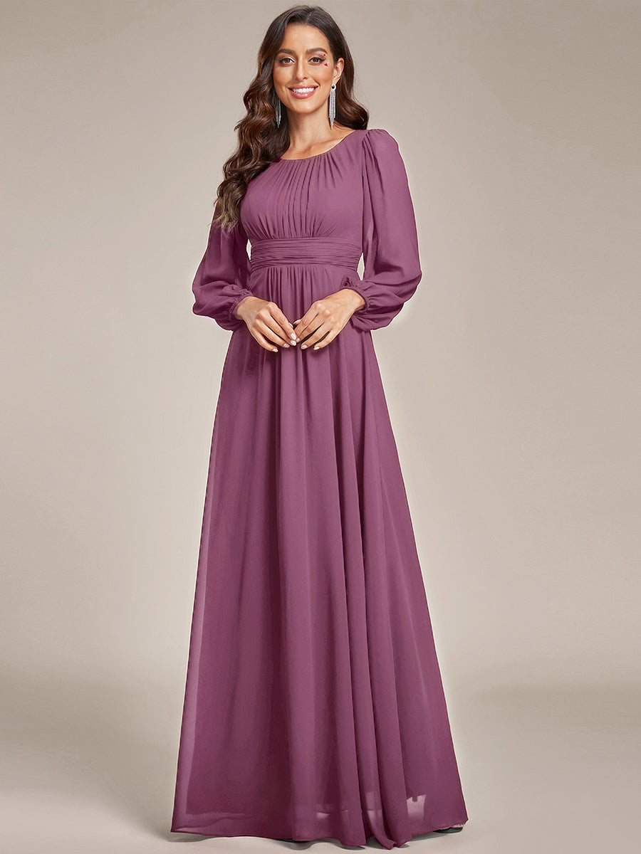 ever CELESTE|Chiffon Long Sleeve A-Line Round Neckline Formal Dress