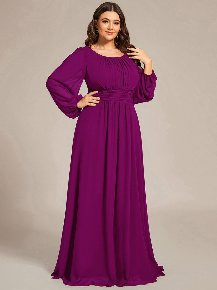 ever CELESTE|Long Sleeve Chiffon A-Line Empire Waist Formal Dress