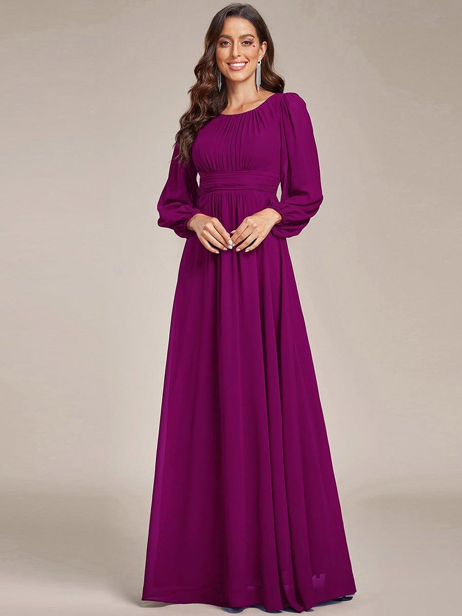 ever CELESTE|Long Sleeve Chiffon A-Line Empire Waist Formal Dress