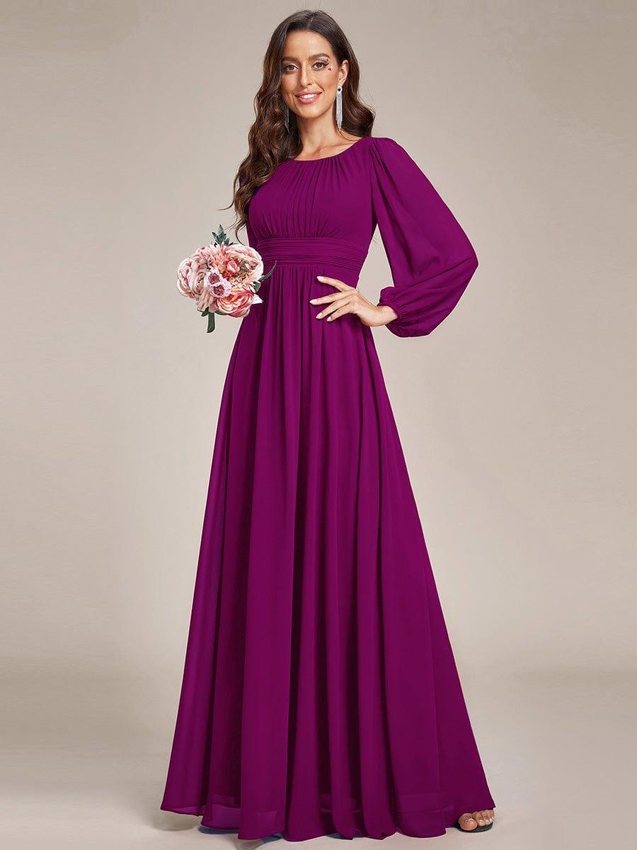 ever CELESTE|Long Sleeve Chiffon A-Line Empire Waist Formal Dress