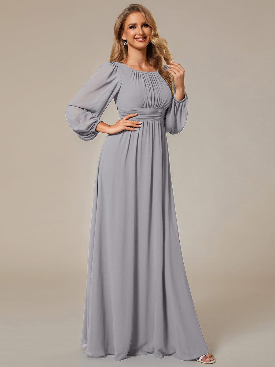 ever CELESTE|Long Sleeve Chiffon A-Line Empire Waist Formal Dress