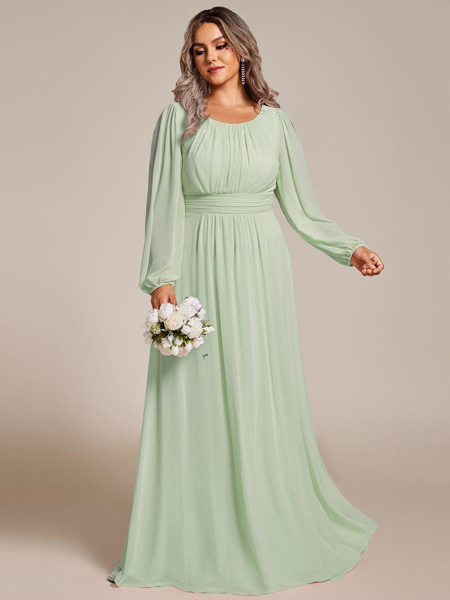 ever CELESTE|Long Sleeve Chiffon A-Line Empire Waist Formal Dress
