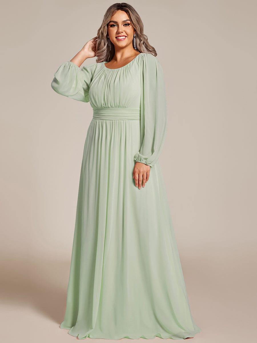 ever CELESTE|Long Sleeve Chiffon A-Line Empire Waist Formal Dress