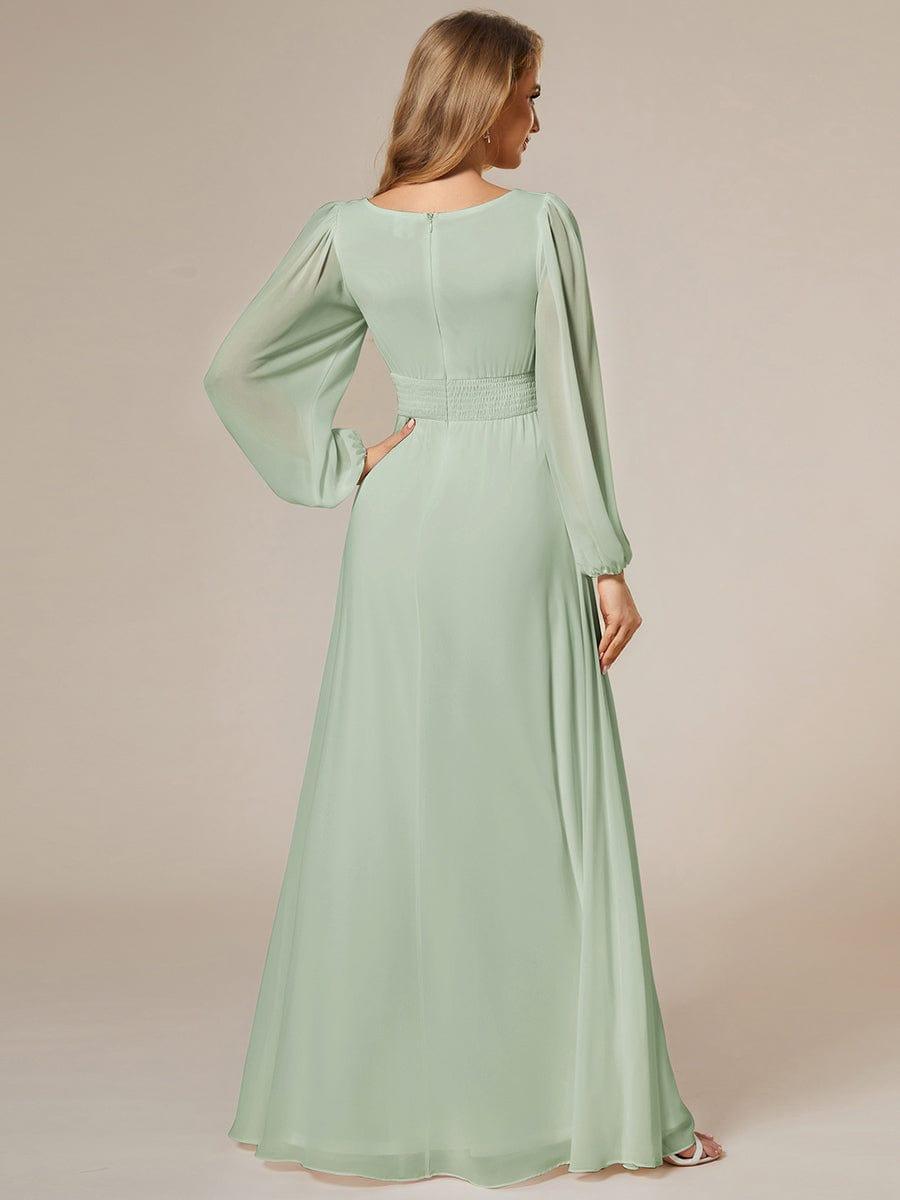ever CELESTE|Long Sleeve Chiffon A-Line Empire Waist Formal Dress