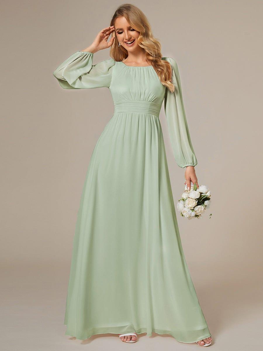 ever CELESTE|Long Sleeve Chiffon A-Line Empire Waist Formal Dress