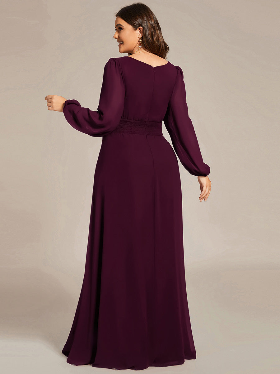 ever CELESTE|Long Sleeve Chiffon A-Line Empire Waist Formal Dress