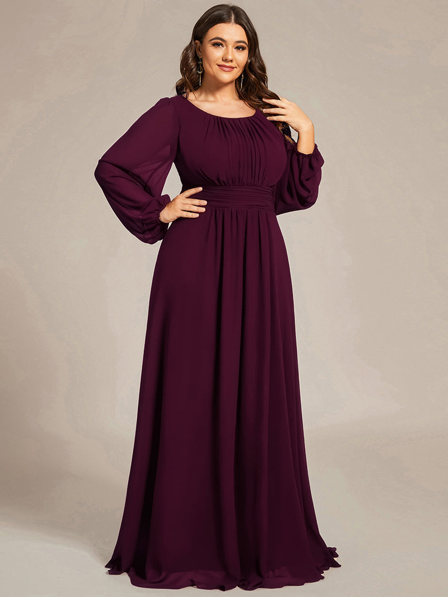 ever CELESTE|Long Sleeve Chiffon A-Line Empire Waist Formal Dress