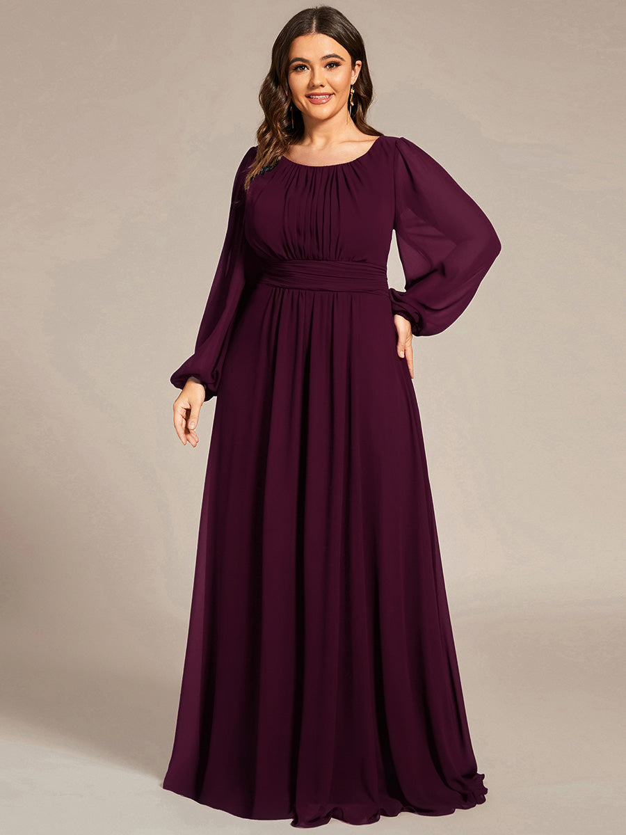 ever CELESTE|Long Sleeve Chiffon A-Line Empire Waist Formal Dress