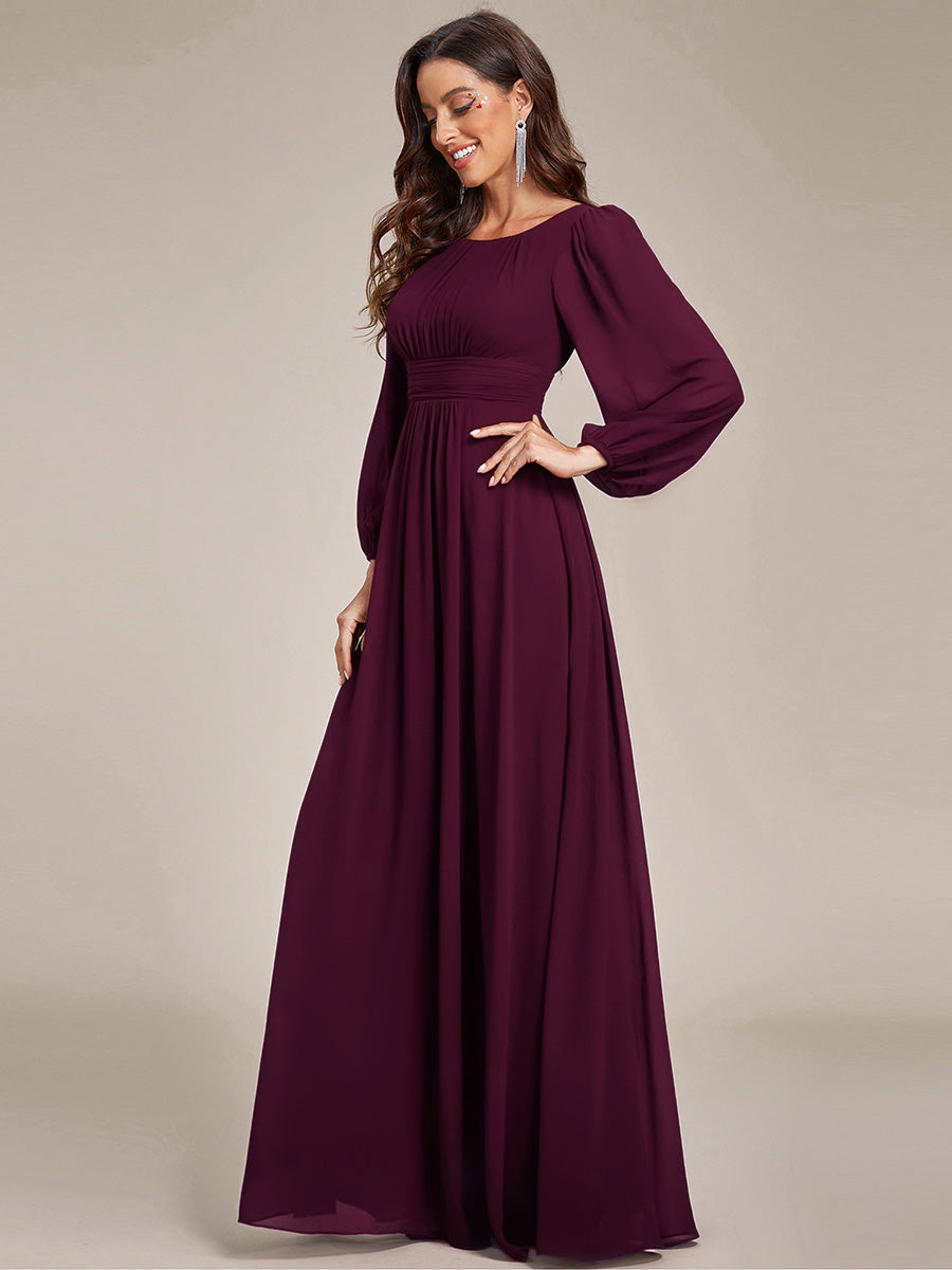ever CELESTE|Long Sleeve Chiffon A-Line Empire Waist Formal Dress