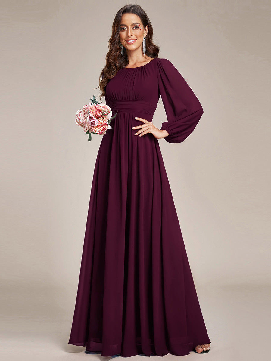 ever CELESTE|Long Sleeve Chiffon A-Line Empire Waist Formal Dress