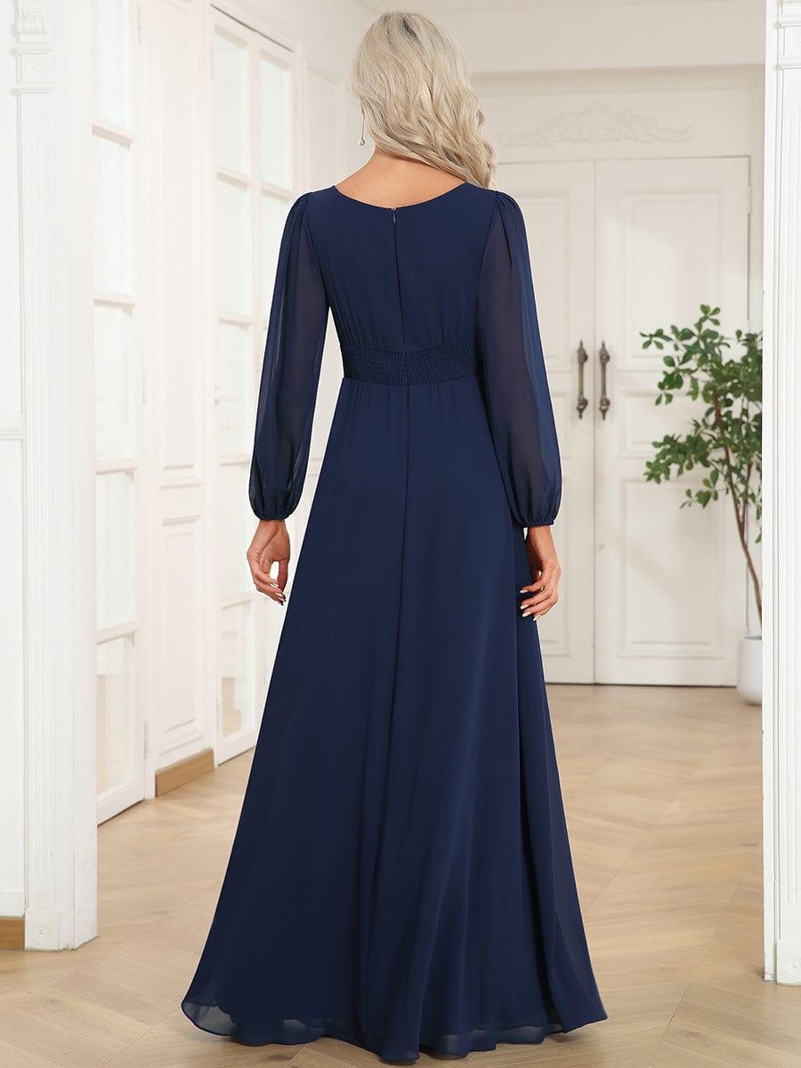 ever CELESTE|Long Sleeve Chiffon A-Line Empire Waist Formal Dress