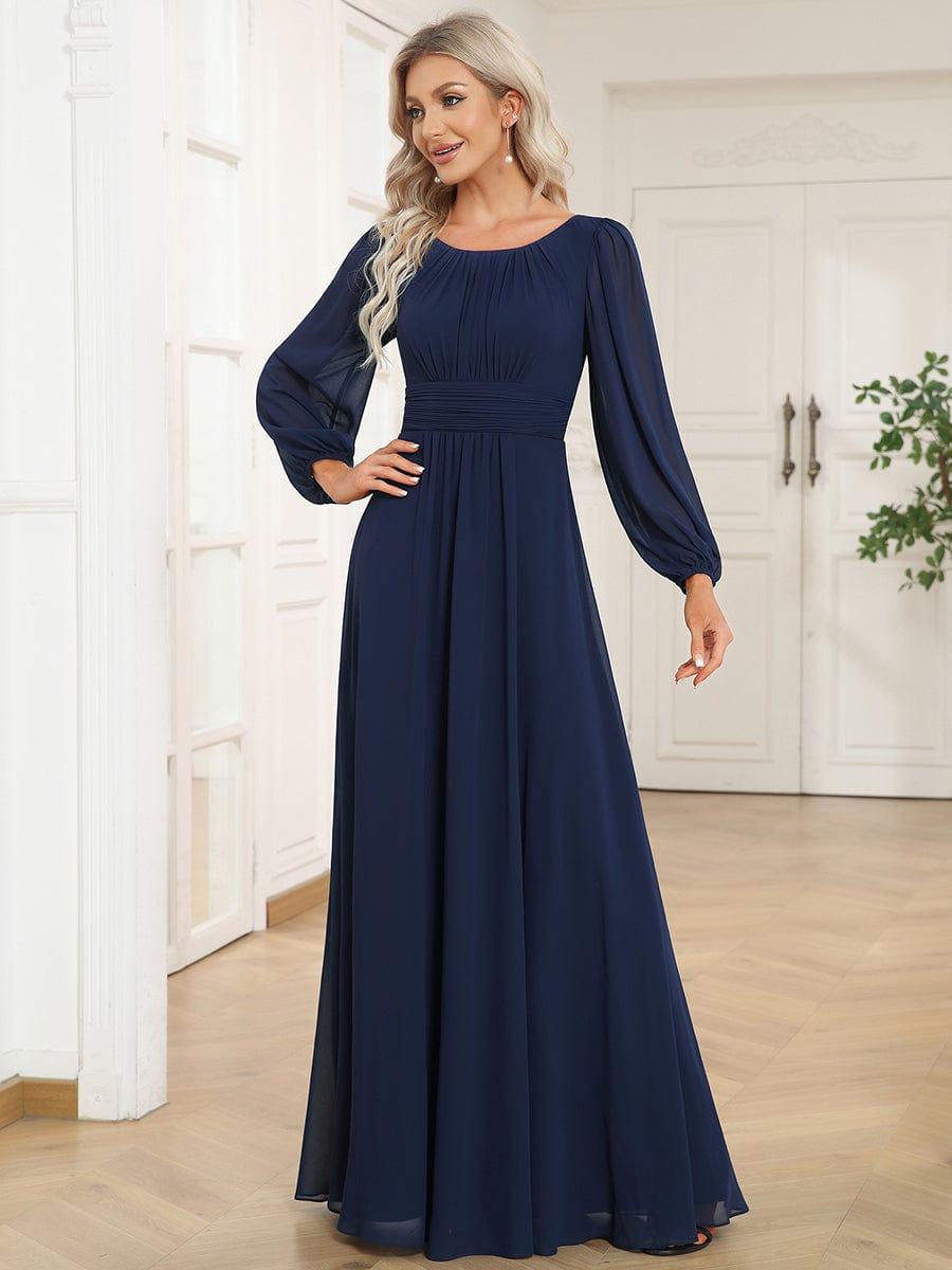 ever CELESTE|Long Sleeve Chiffon A-Line Empire Waist Formal Dress