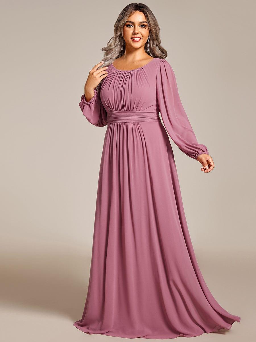 ever CELESTE|Long Sleeve Chiffon A-Line Empire Waist Formal Dress